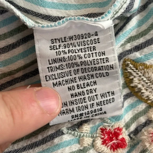 Johnny Was Workshop Cyrielle Effortless Boho Tank Dress StripedEmbroidered small